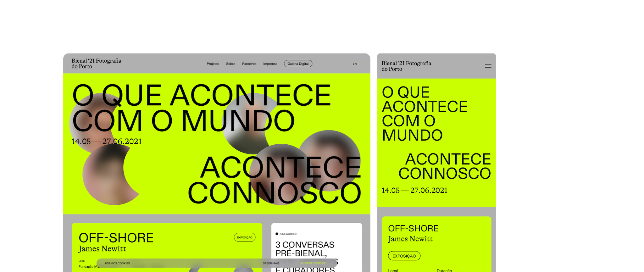 "Bienale Fotografia do Porto 2021" site home page.