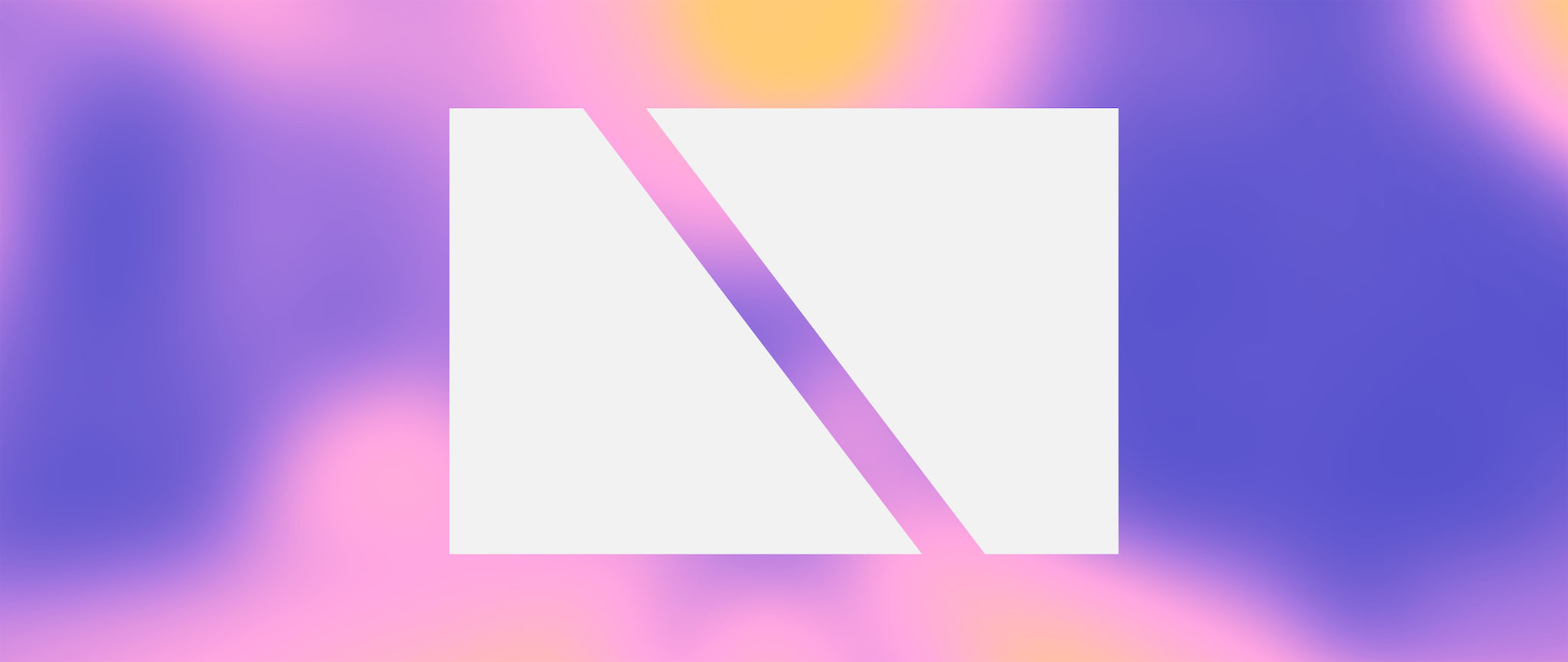 Logotipo da PANGEIA em branco com um fundo composto por um gradiente de várias cores quentes.