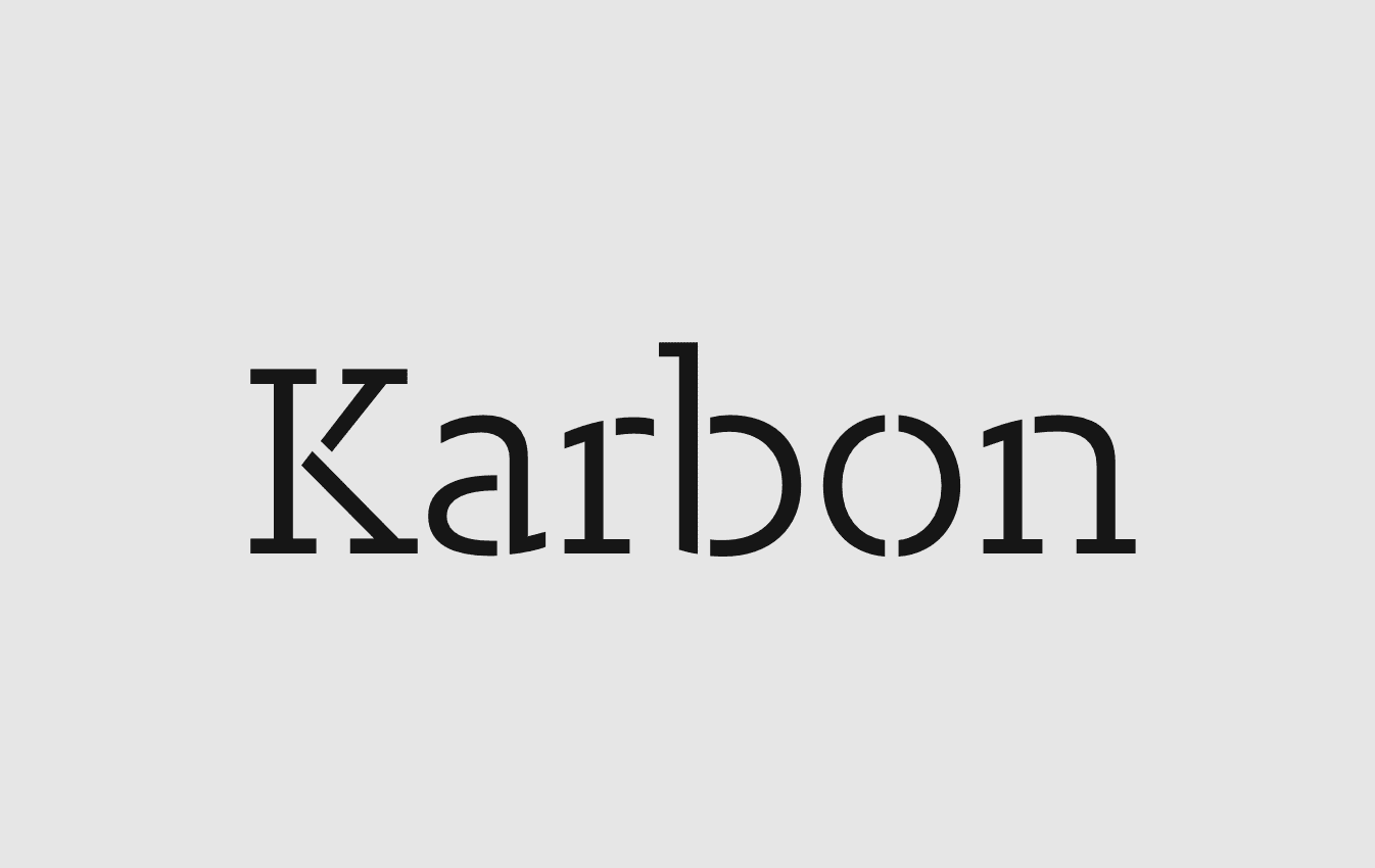 Composição tipográfica simples onde se lê "Karbon".