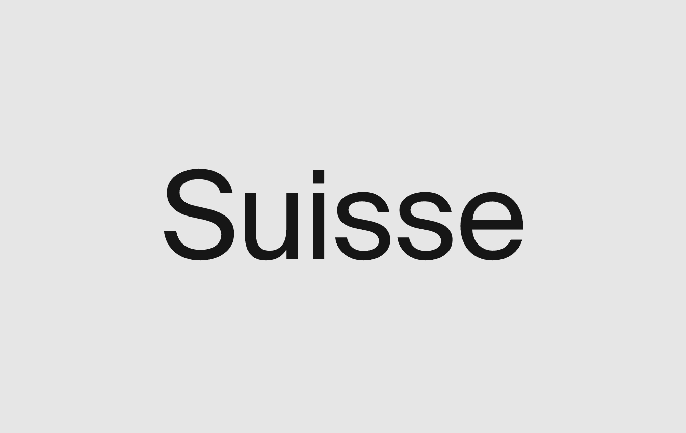 Composição tipografica simples onde se lê "Suisse".